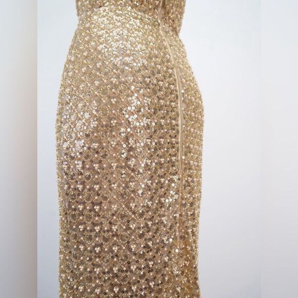 NWOT BRONX AND BANCO Allegra Gold Sequin Maxi Dress, size XS - Picture 14 of 16